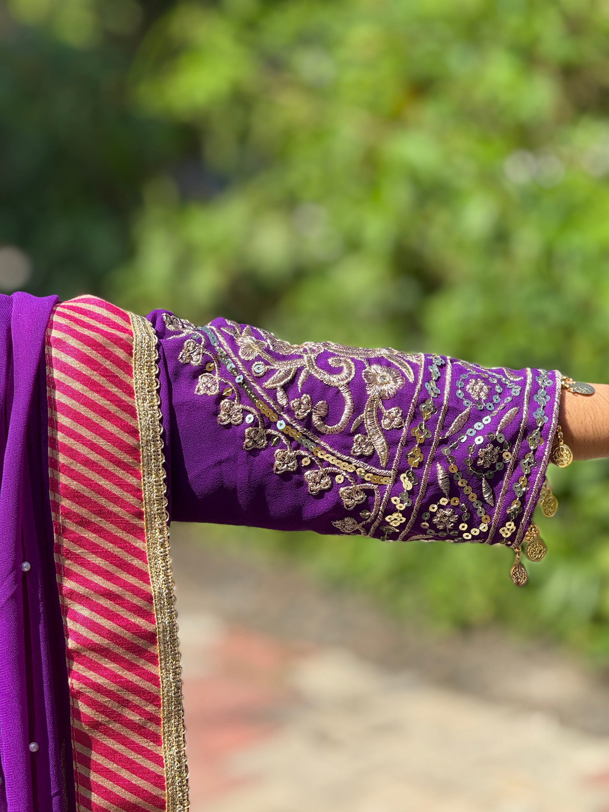 Nijza Festive Embroidered Purple Suit Set