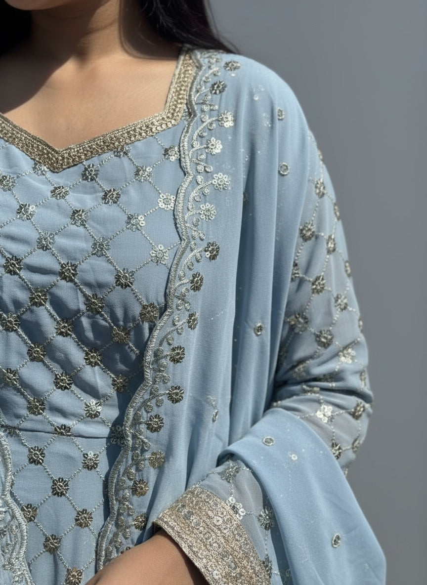 Royal Embroidered Blue Gown