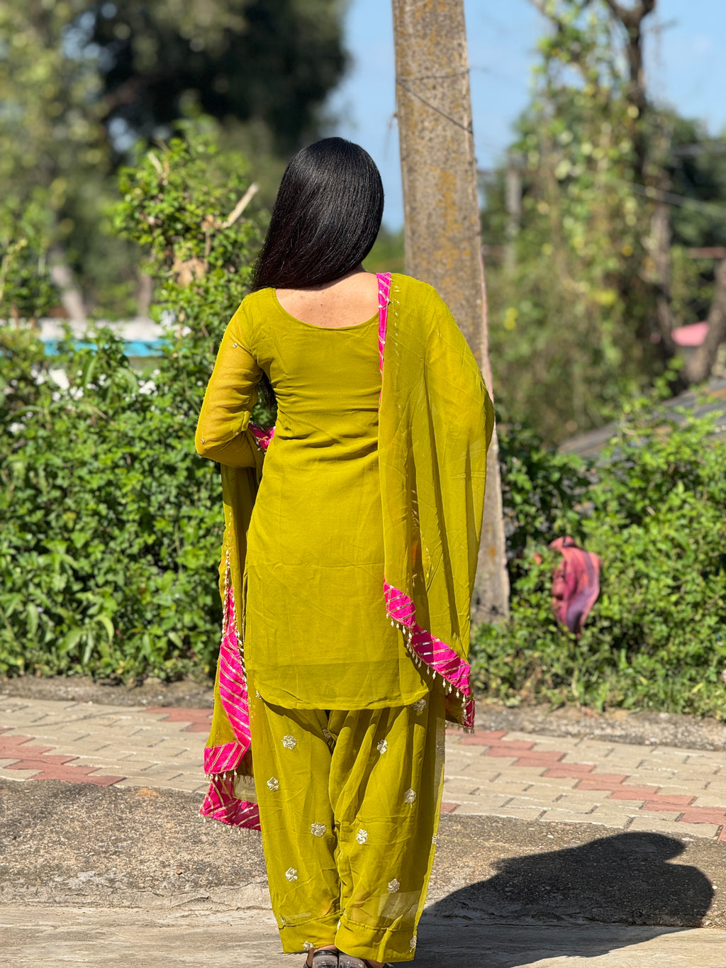 Nijza Lime Green Embroidered Ethnic Suit